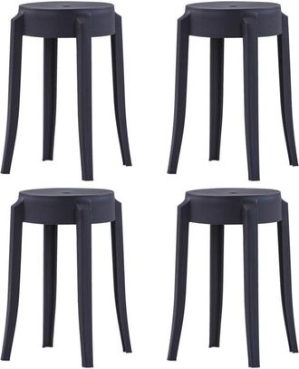 vidaXL Stackable Stools 4 pcs Black Plastic Vidaxl