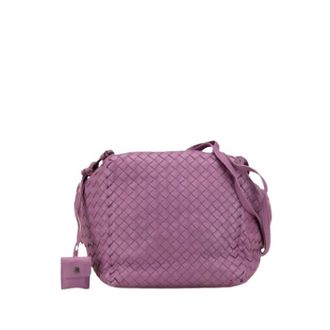Bottega Veneta Pre-owned Shoulder Bags, female, Purple, Size: ONE SIZE Pre-owned Woven Leather Crossbody Bag