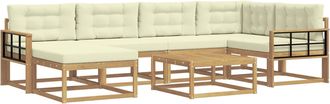 vidaXL Conjunto De Sof&aacute;s De Exterior 7 Uds. Blanco Y Crema Vidaxl