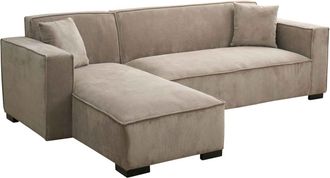 Oviala Sof&aacute; esquinero de 3 plazas con chaise longue izquierda topo L 247 cm