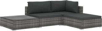 vidaXL Vidaxl - Set de muebles de jardín 4 pzas y cojines ratán sintético gris