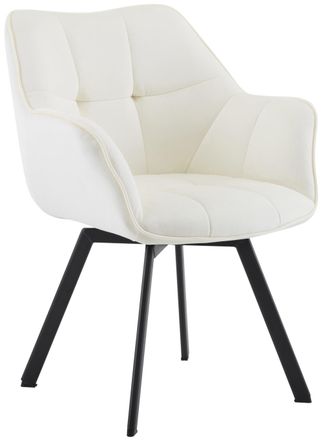 Clp Silla de comedor con patas de metal y asiento de terciopelo crema