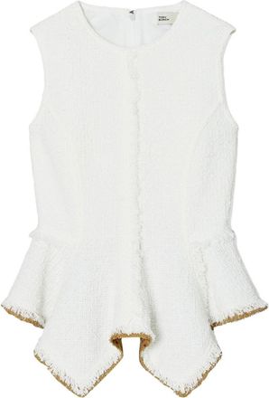 Tory Burch sleeveless tweed top - women - Cotton/Elastane/Nylon - 10 - Neutrals