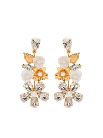 Jennifer Behr crystal-embellished floral earrings - Gold