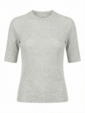 Brunello Cucinelli Sparkling Cashmere Lightweight Rib Knit Sweater