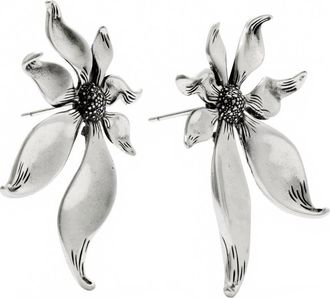 Kendra Scott Womens Anya Flower Stud Earrings In Vintage Rhodium
