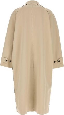 Balenciaga Mens Raw Edge Trench Coat Beige Cotton