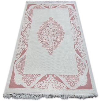 RugsX Rugsx - Alfombra Acr&iacute;lica Mirada 5416 Franjas Color Pastel Pink 80x300 Cm