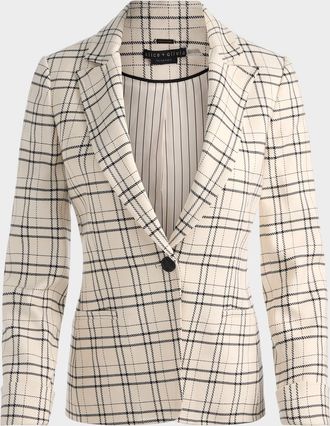 Alice & Olivia Ryder Plaid Twill Slim Blazer