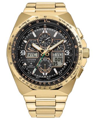 Citizen Promaster Skyhawk Perpetual Alarm World Time Chronograph GMT Analog-Digital Black Dial Mens Watch JY8144-50E