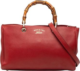 Gucci Pre-owned Handbags, female, Red, Size: ONE SIZE Pre-owned Bamboo Top Handle Satchel