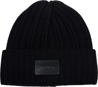 Max Mara ribbed logo-patch beanie hat - Black