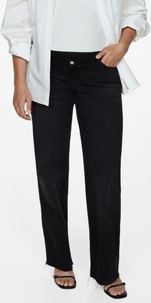 Mango Over the Bump Wide Leg Maternity Jeans in Black Denim at Nordstrom Rack, Size 6