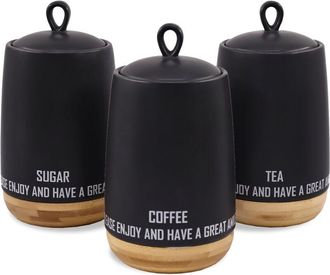 Maestro Juego De 3 Recipientes De Cer&aacute;mica Para Caf&eacute;, T&eacute; Y Az&uacute;car Maestro Eco Style Mr-20029-03cs