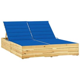 vidaXL Vidaxl - Tumbona Doble Y Cojines Madera Pino Impregnada Azul Royal