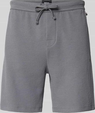 HUGO BOSS Regular Fit Sweatshorts aus Baumwoll-Mix Modell WAFFLE in Dunkelgrau, Gr&ouml;&szlig;e XXL