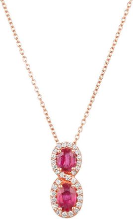 Le Vian Precious 14K Rose Gold 1.06 Ct. Tw. Diamond & Ruby Pendant Necklace
