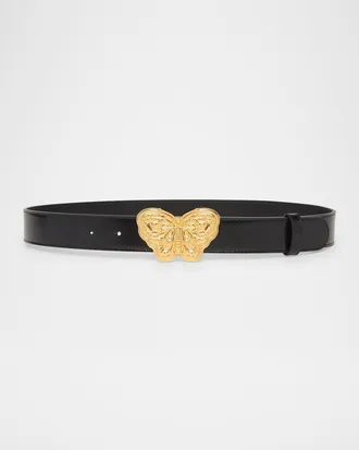 Valentino Garavani Butterfly Buckle Leather Belt 30MM