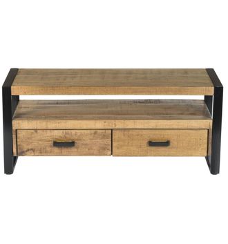 Moloo Mueble de tv de 120 cm en madera maciza y metal