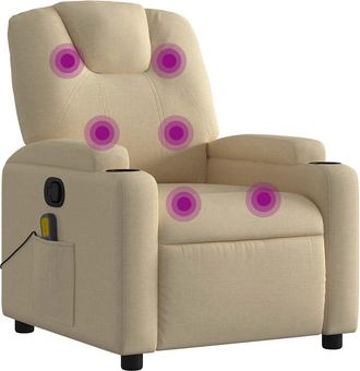 vidaXL Sill&oacute;n De Masaje Reclinable De Tela Crema Vidaxl