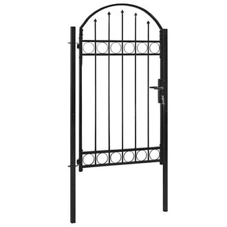 Berkfield Home Fence Gate with Arched Top Steel 100x175 cm Black