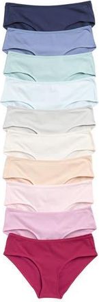 Nordstrom Rack 10-Pack Stretch Cotton Hipster Panties in Pink Purple Blue Multi at Nordstrom Rack, Size X-Large