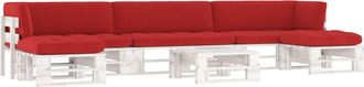 vidaXL Muebles De Pal&eacute;s 6 Pzas Y Cojines Madera Pino Impregnada Blanco Vidaxl