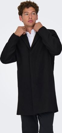 Only & Sons Kurzmantel ONLY & SONS ONSARON WOOL COAT OTW, Herren, Gr. XXL, schwarz, Web, Obermaterial: 50% Polyester, 40% Wolle, 5% Polyacryl, 5% Viskose, unifarb