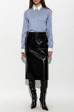 Tom Ford Silk Striped Shirt, Womens, Blue