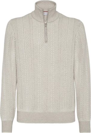 Brunello Cucinelli Maglione con mezza zip - Toni neutri