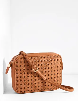 Talbots Woven Crossbody Bag - Havana Tan - 001 Talbots