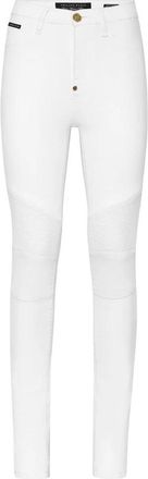 Philipp Plein Denim High Waist Biker - Dames - Skinny Jeans - Wit - W27 - Denim - Jeans