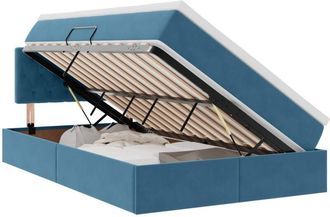 vidaXL Bed with Mattress with LED Dark Blue 120 x 200 cm Velvet vidaXL