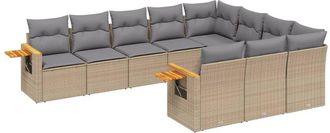 vidaXL Juego De Sof&aacute;s Jard&iacute;n Con Cojines Beige 10 Pzas Rat&aacute;n Sint&eacute;tico Vidaxl