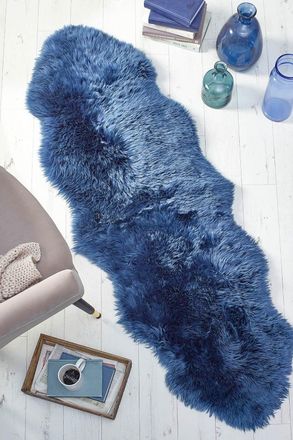 Origin Store Genuine Sheepskin Double Rug in Navy | Size: 70 cm x 175 cm