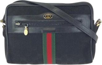 Gucci Pre-owned GG Canvas Leren Schoudertas - Dames - Vintage Schoudertas - Zwart - ONE Size - Leer - Vintage