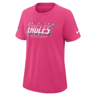 Nike Philadelphia Eagles Crucial Catch Nike Womens Dri-FIT NFL T-Shirt in Pink | 03N868XZUR-F9R