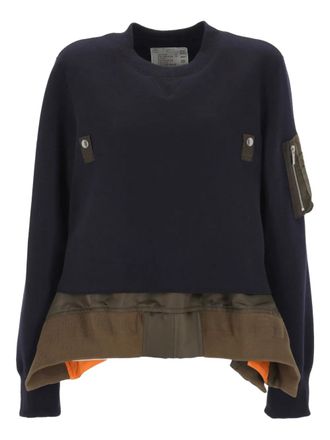 sacai patch sweatshirt - women - Cotton/Polyester - 2 - Blue