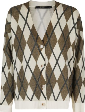 Seventy Green Diamond Pattern Wool Cardigan