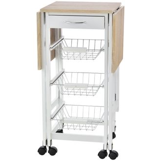 HOMCOM Carrellino Da Cucina Con Cassetto 3 Cestini E Ribalte 37x37x77.5cm - Homcom