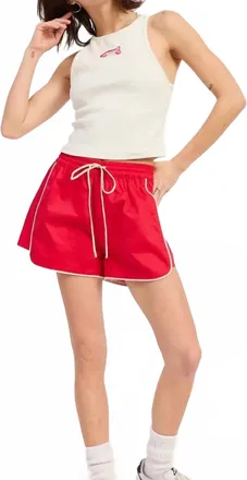 Emory Park High Rise Poplin Shorts In Red
