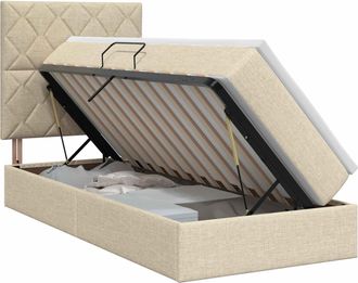 vidaXL Cama Con Almacenamiento Y Colch&oacute;n Crema 100 X 200 Cm Tela Vidaxl