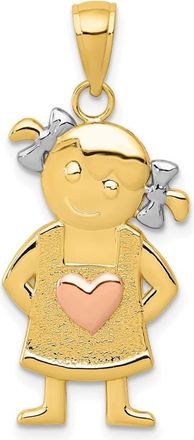 Diamond2Deal 14k Yellow and Rose Gold Rhodium Girl Pendant