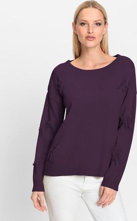 Heine Strickpullover HEINE Pullover, Damen, Gr. 38, lila (traube), 45% Viskose, 35% Polyamid, 20% Polyester, unifarben, Pullover Strickpullover