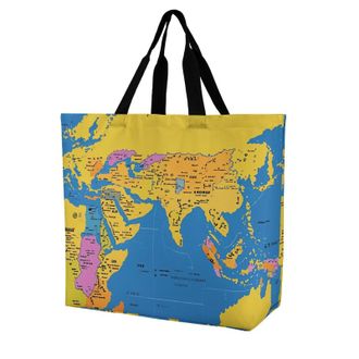 Generic World Geography Map Tote Bag Handle Shopping Bag Foldable Handbags For Work Daily Use Beach