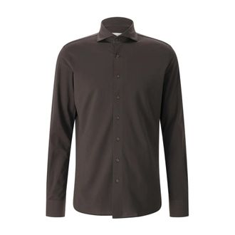 Profuomo Japanese Knitted Shirt - Heren - Casual Overhemden - Bruin - 3XL - Katoen - Overhemden