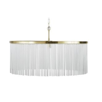 Maisons du monde L&aacute;mpara de techo con flecos de vidrio y metal dorado