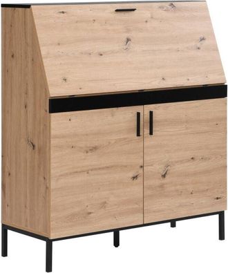 Vente-Unique Vente-unique - Scrivania con 2 ante mdf Naturale e Nero - maleda