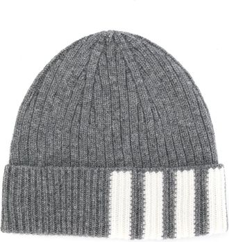 Thom Browne Rib Hat W/ 4 Bar Stripe In Cashmere