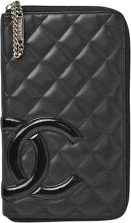 Chanel Pre-owned Lange portemonnee (bi-fold) - Dames - Vintage Accessoires - Zwart - ONE Size - Leer - Vintage